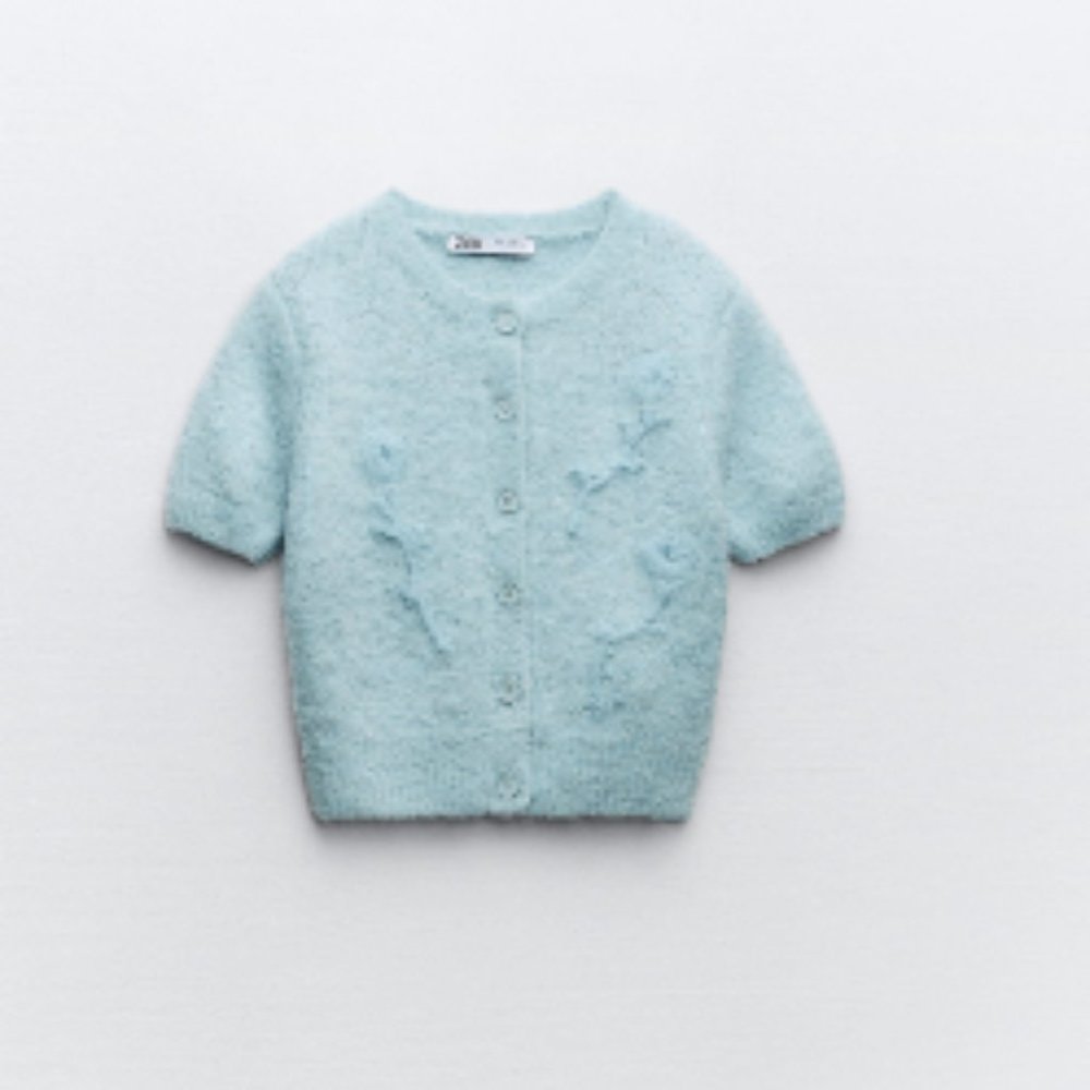 Zara EMBROIDERED KNIT CARDIGAN